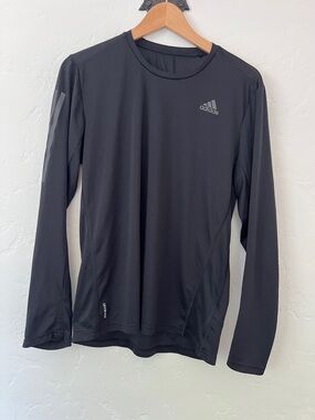 adidas Black Long-Sleeve Athletic Top with Reflective Logo
